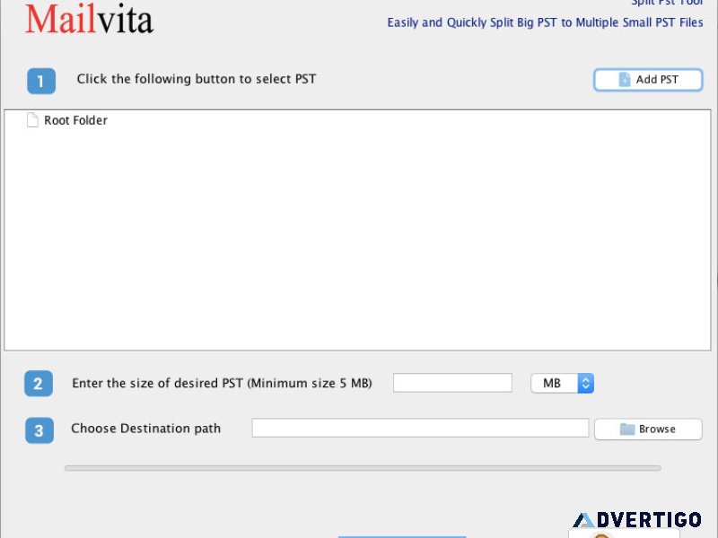 Divide pst files into smaller parts with mailvita tool