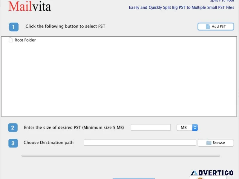 Divide pst files into smaller parts with mailvita tool
