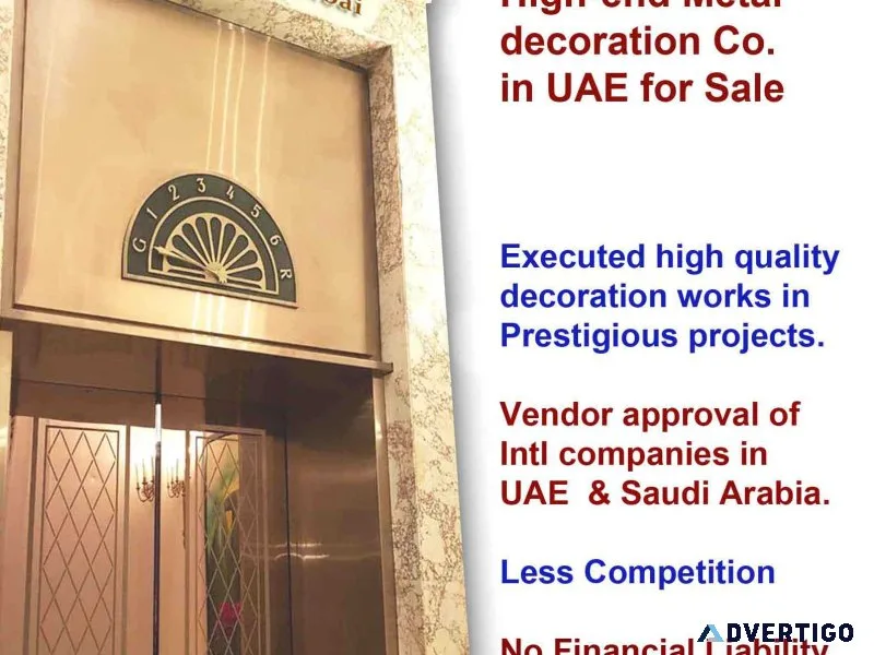 19 year old metal decoration company for sale - uae