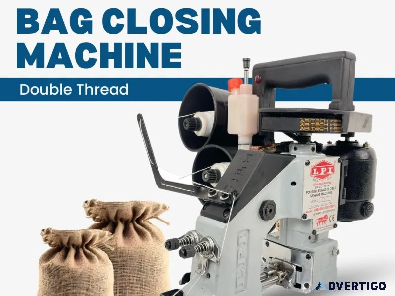 Double thread bag closer machine