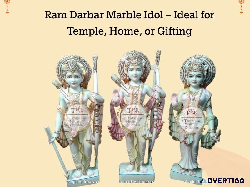 Ram darbar marble idol – ideal for temple, home, or gifting