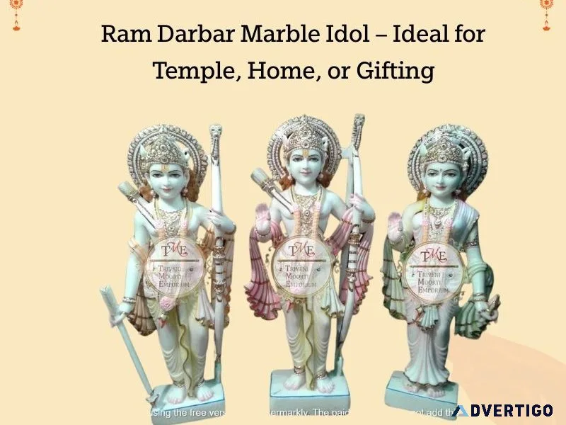 Ram darbar marble idol – ideal for temple, home, or gifting