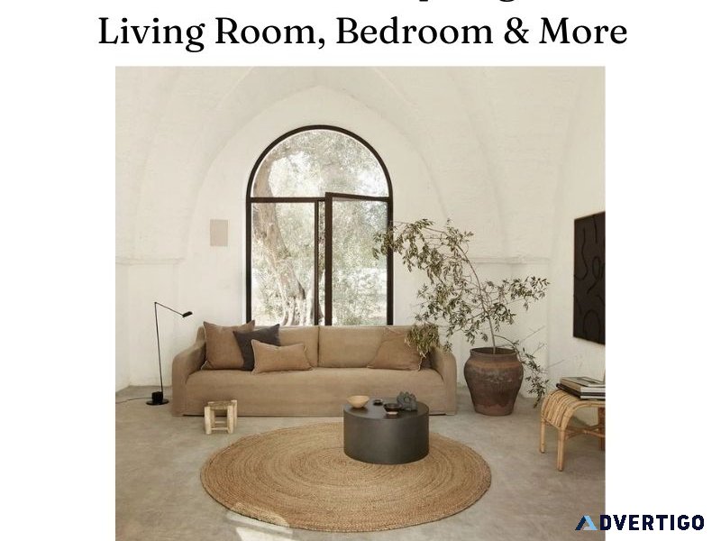 Round jute hemp rugs for living room, bedroom & more