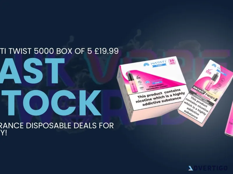 Hayati twist 5000 puff vape – box of 5 – clearance stock