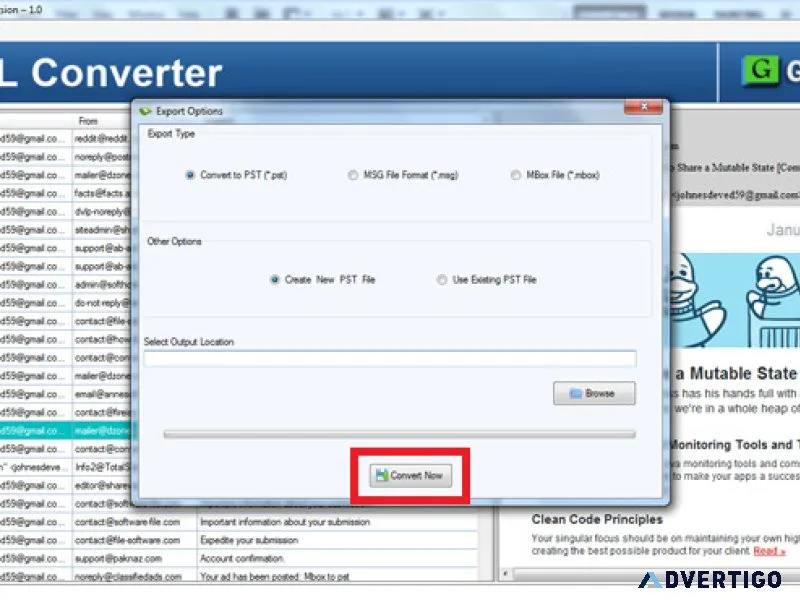 Secure solution to export emails from eml to nsf with gaintools
