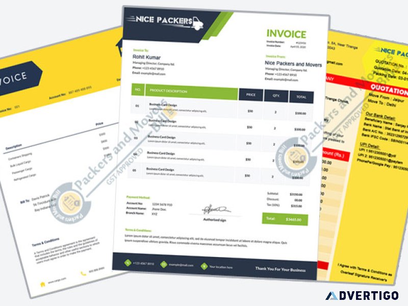 Packer & movers bill for claim jaipur