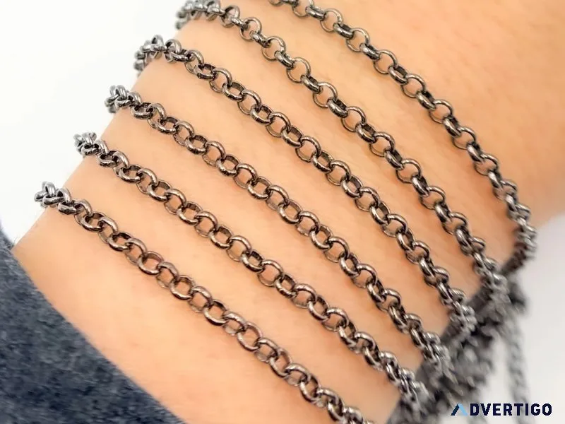 Oxidized sterling silver cable chain