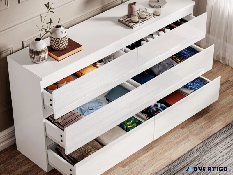 Declutter without compromising on style: high gloss chest of dra