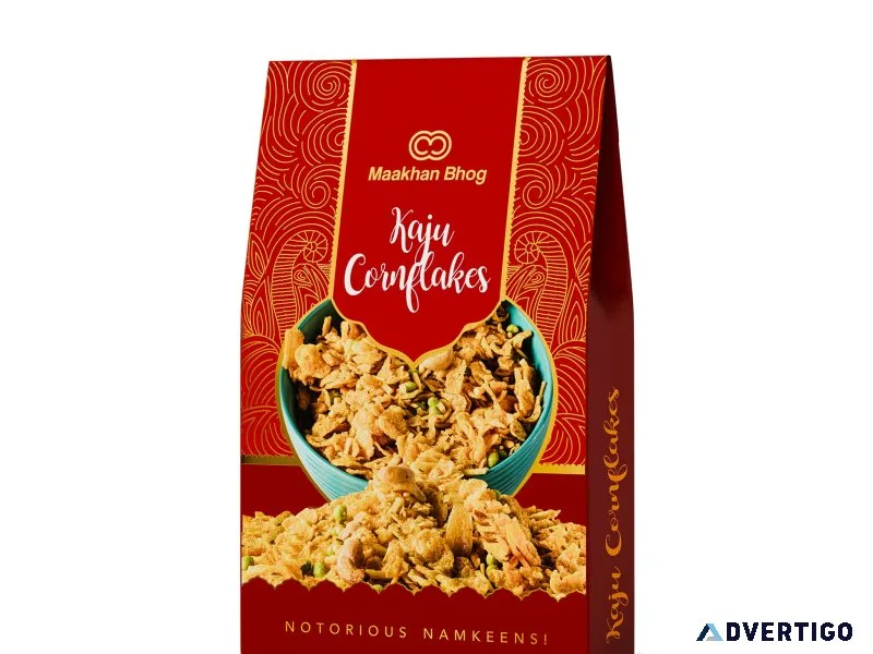 Buy kaju cornflakes online – crunchy kaju snack by maakhan bhog
