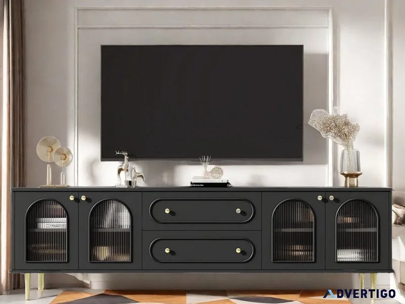 Black tv unit | luxury modern tv unit with storage