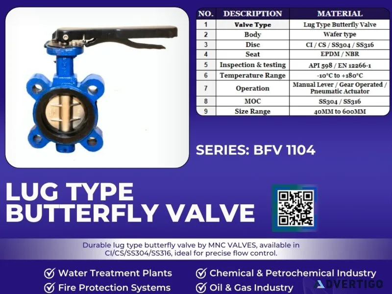 Lug type butterfly valve manufacturers ahmedabad, india – mnc va