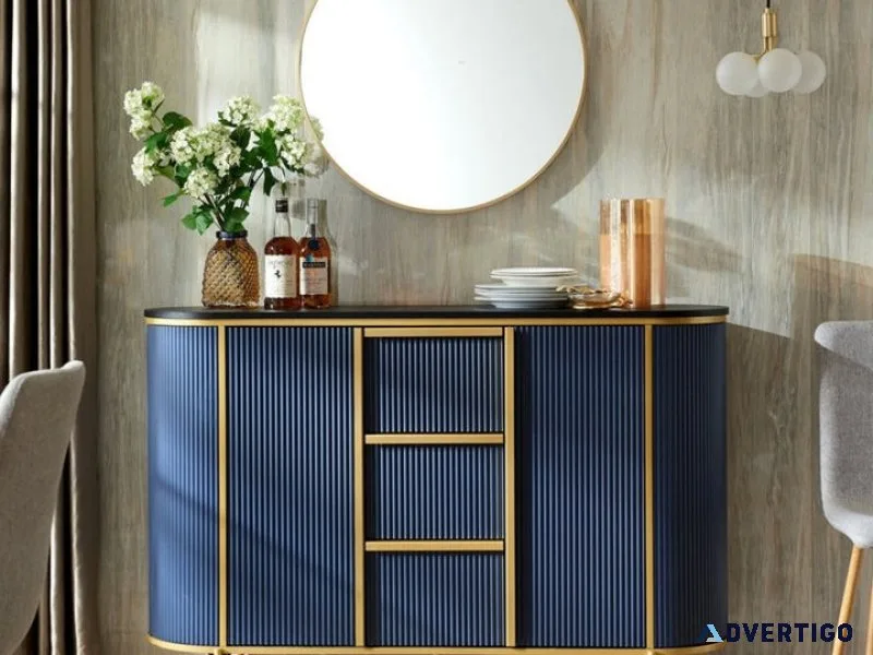 Luxury large sideboard with elegant pu finish – huns blue design