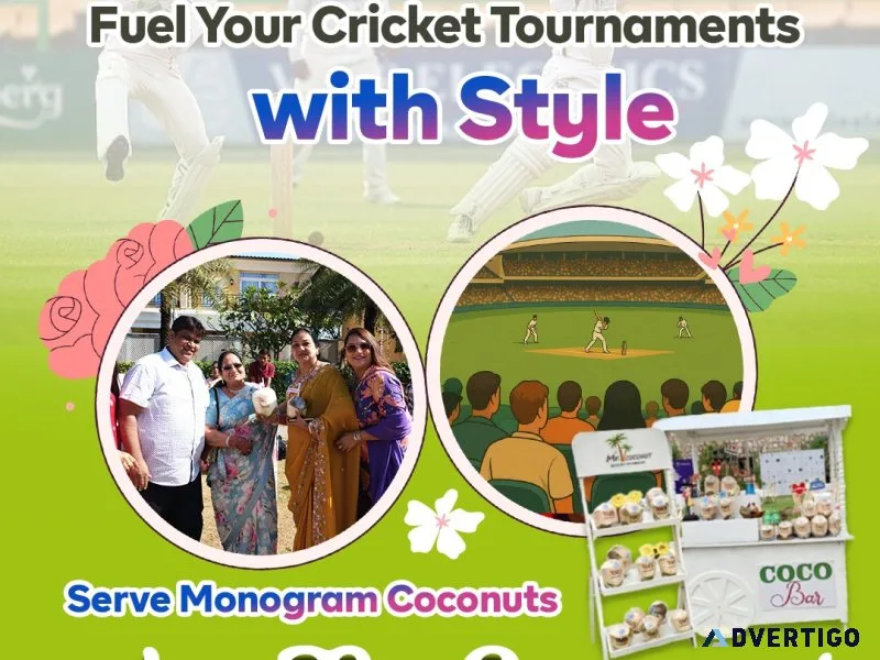 Monogram coconuts for cricket tournaments – sip, celebrate, repe