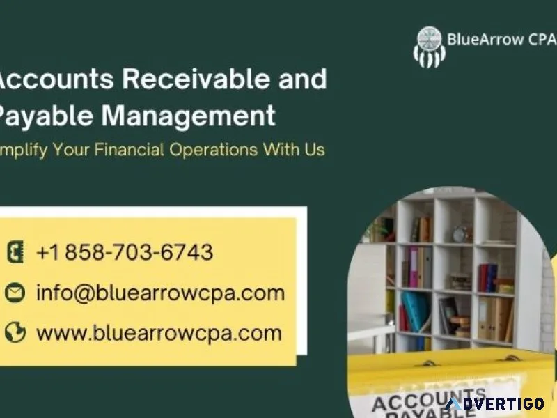 Accounts receivable and payable management services | blue arrow