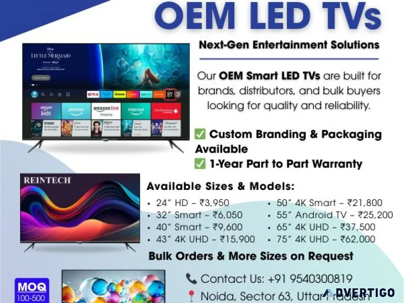 Oem smart led tvs – bulk wholesale deals from ₹3, 950