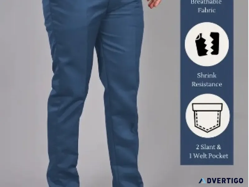 Streetvibes men regular fit blue cotton blend trousers