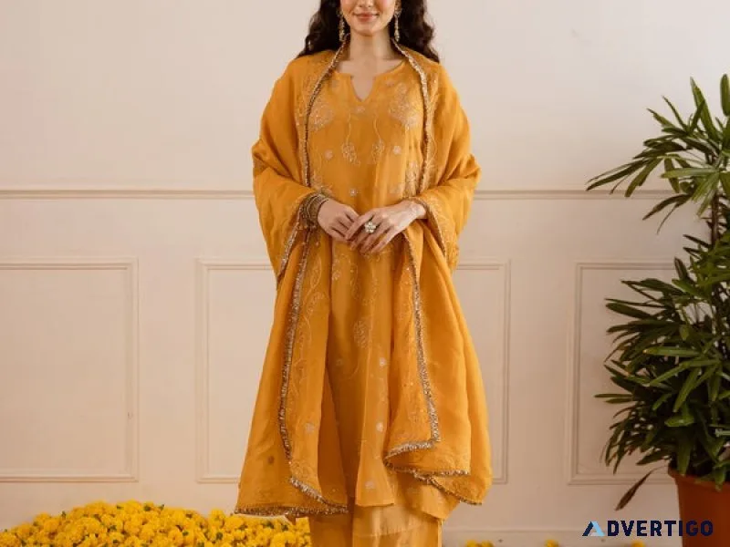 Haldi outfits for women – shop the perfect yellow glow