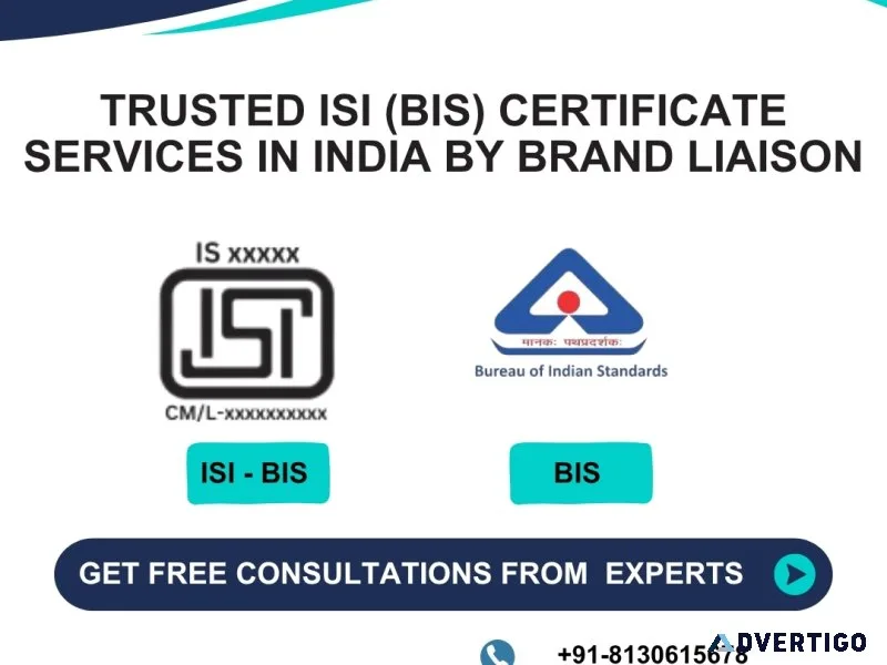 Trusted isi (bis) certificate services in india by brand liaison