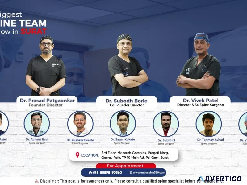 Get advanced spine treatment in surat by expert surgeons at endo