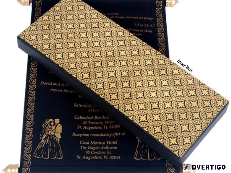 Elegant scroll wedding invitations | custom scroll cards & boxes