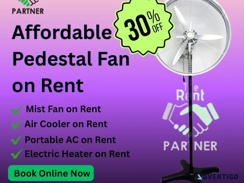 Affordable pedestal fan on rent | book online now