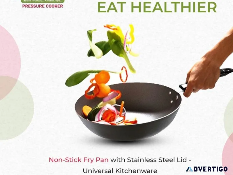 Buy best non-stick fry pan with stainless steel lid in hyderabad
