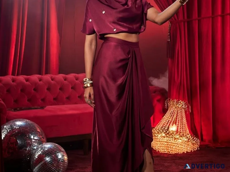 Amoura satin draped skirt – modern party wear dress