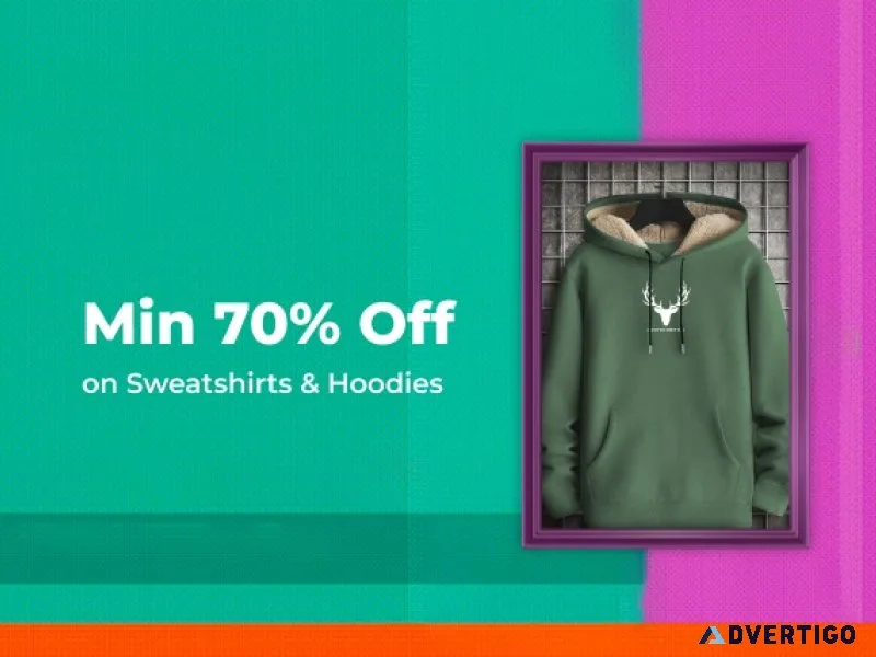 Min 70% off on sweatshirts and hoodies-ajio