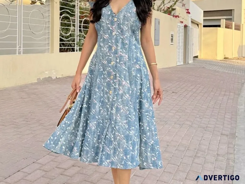 Modern dress for women – christmas day festive wear denim bliss