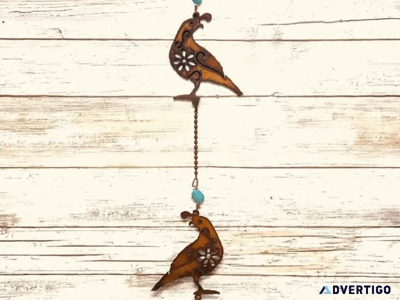 Buy the best rustic metal wind chimes and handmade metal art for