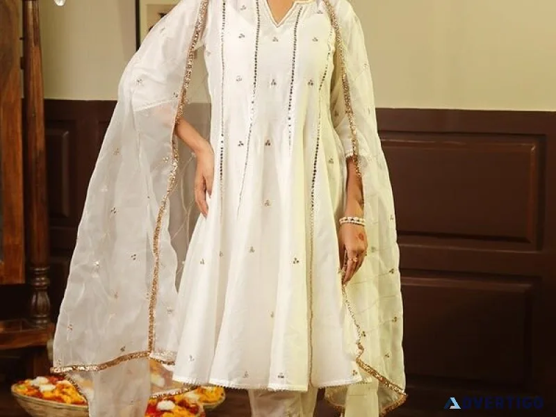 Buy chanderi anarkali suit online | party wear anarkali suit