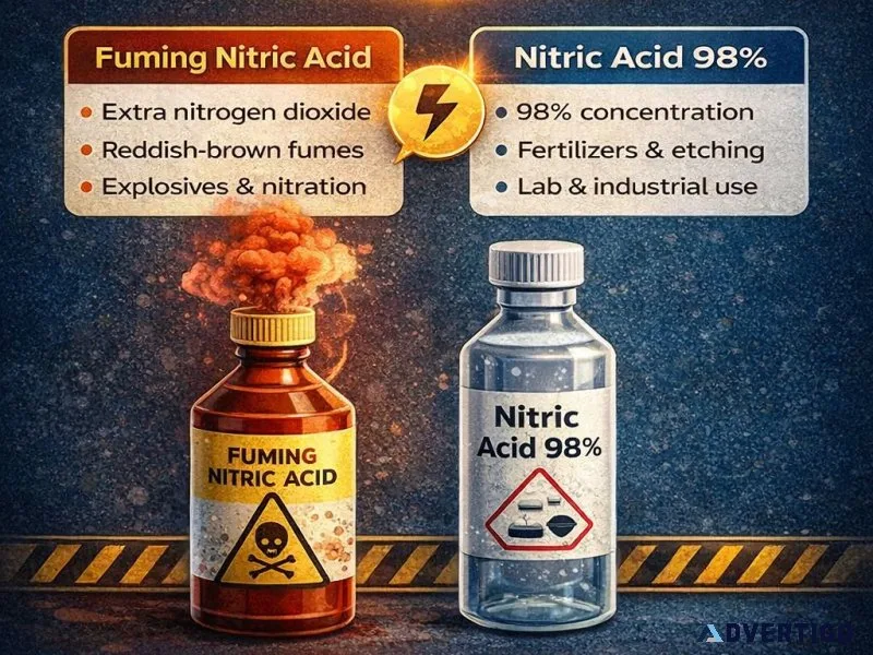 How is fuming nitric acid different from regular nitric acid?
