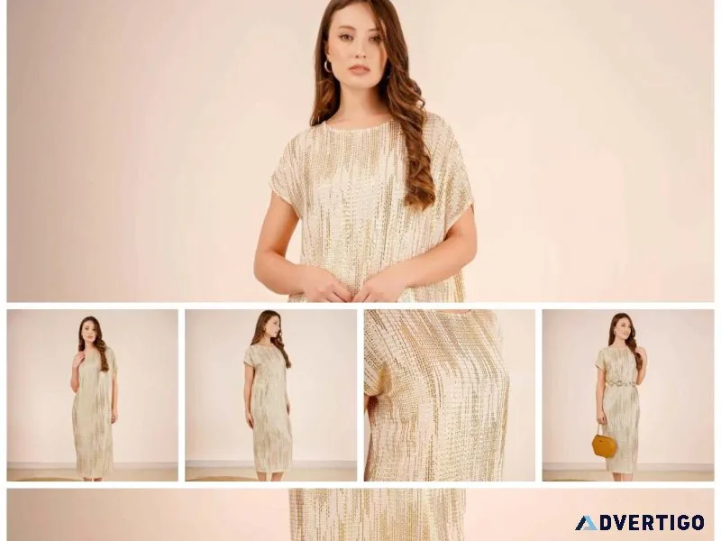 Chic long sleeve metallic dress for evening events