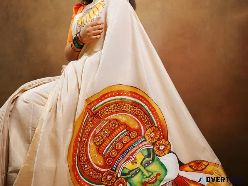 Hand painted sarees crafted by skilled indian artists