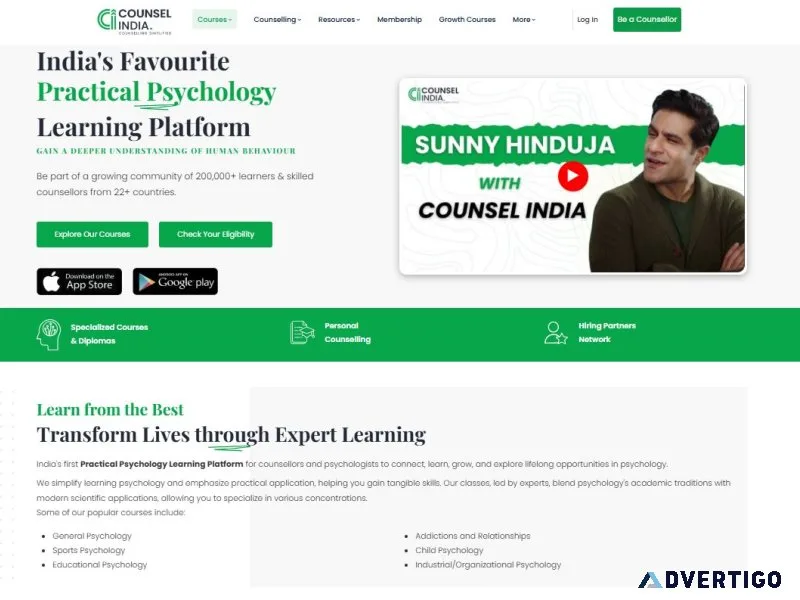 Online psychology courses in india - counsel india