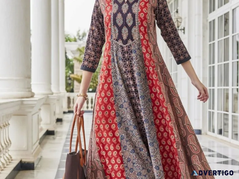 Ethnic ajrakh & handblock print dress
