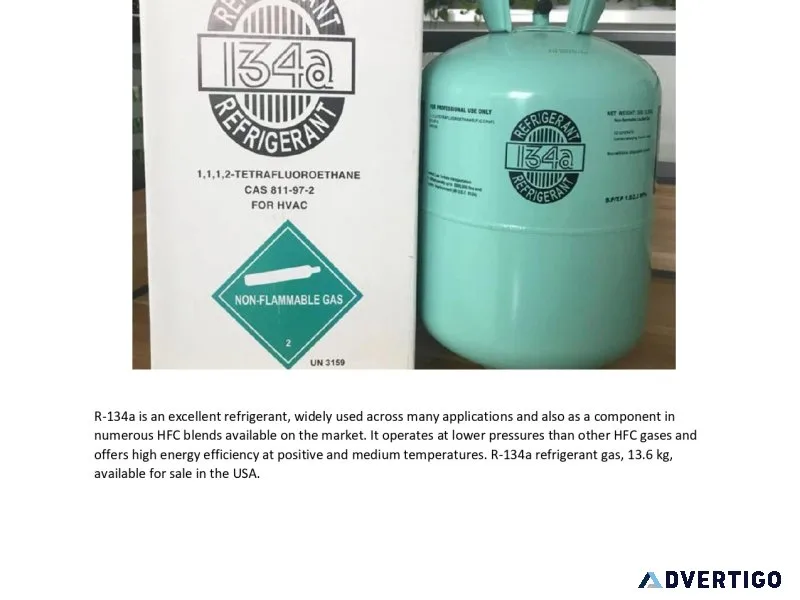 Gas r134a 136 kg in rechargeable cylinder – 1/4 sae valve