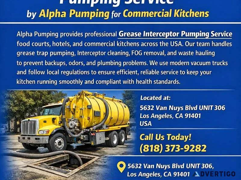 Grease interceptor pumping service by alpha pumping