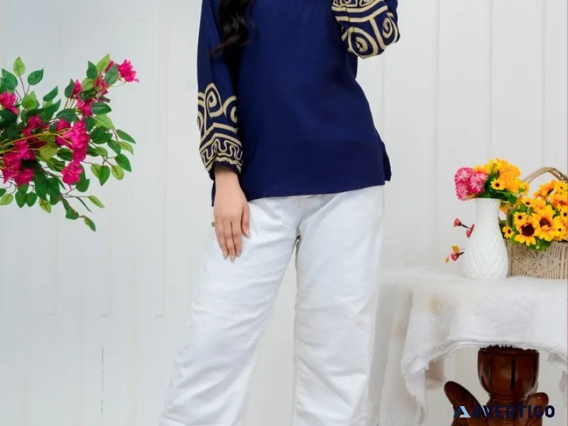 Blue cotton chic dori top for women who love everyday comfort