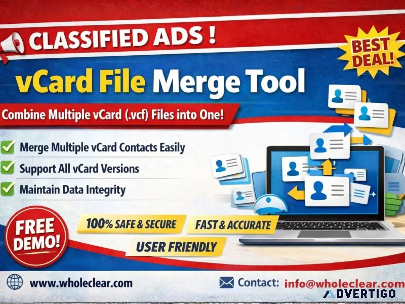 Trusted merge vcard utility for businesses handling multiple vcf
