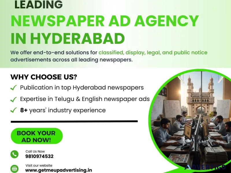 Leading newspaper ad agency in hyderabad get me up advertising