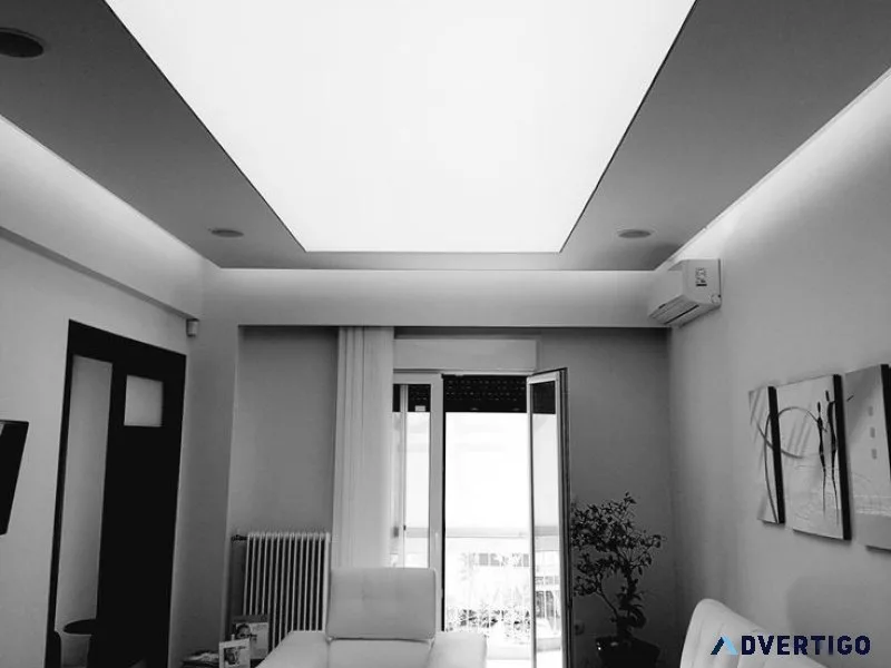 Stretch ceiling and interiors