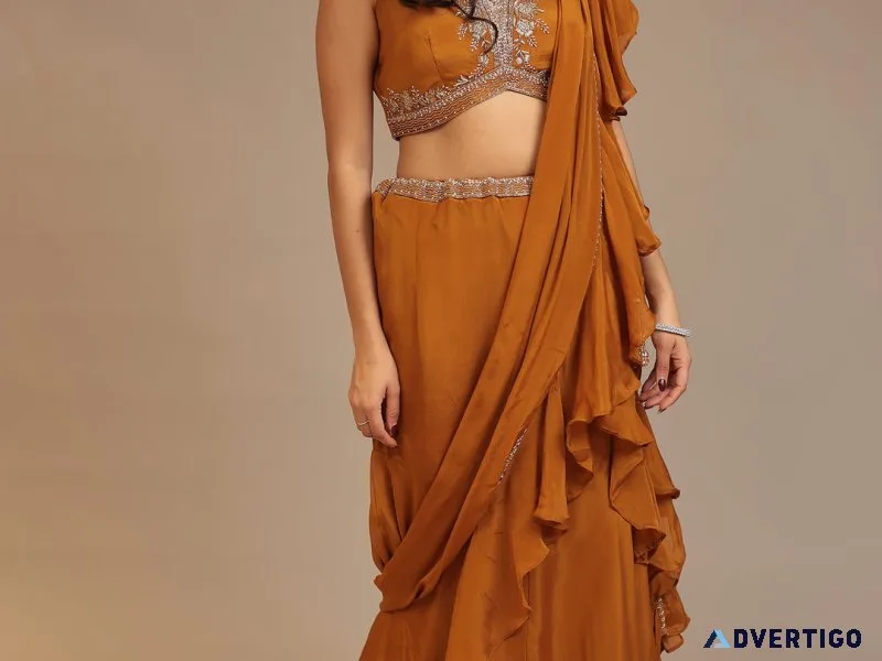 Chinon saree with cutdana pearl zardozi work