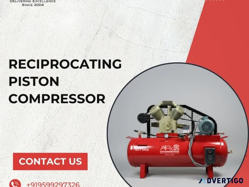 High performance reciprocating piston compressor air care equi