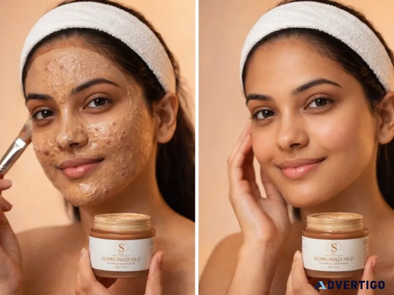 Kumkumadi mud face pack detoxifies gives radiance