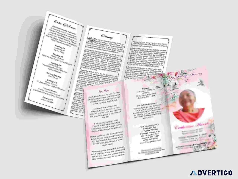 Funeral program design printing services