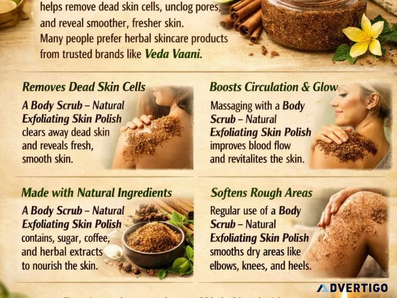 Natural body scrub for gentle dead skin removal and smooth skin