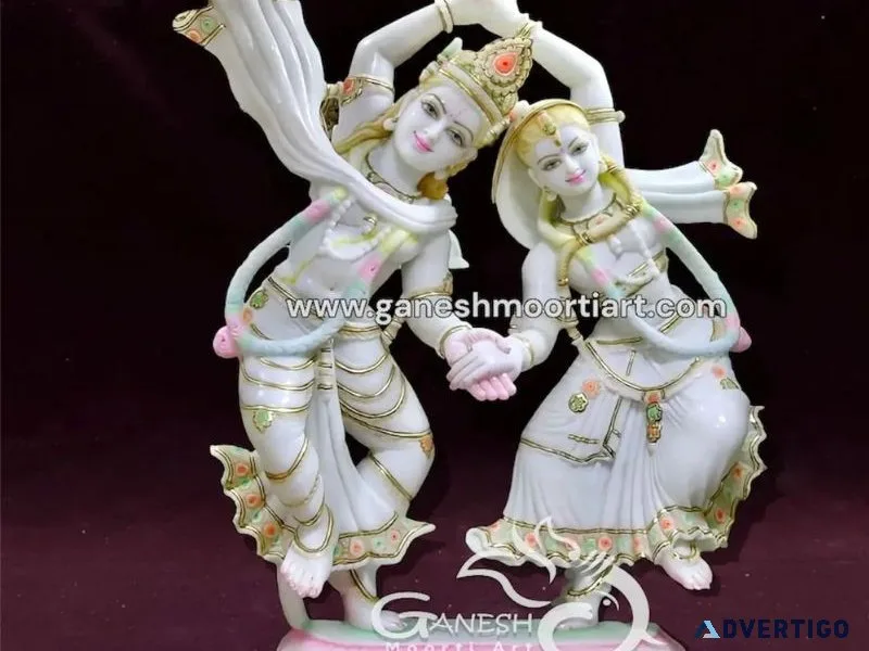 Traditional radha krishna marble statue by expert artists