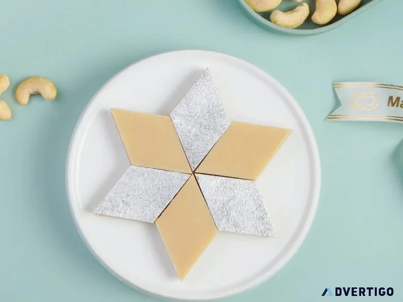 Delicious kaju katli sweet made with pure desi ghee nuts