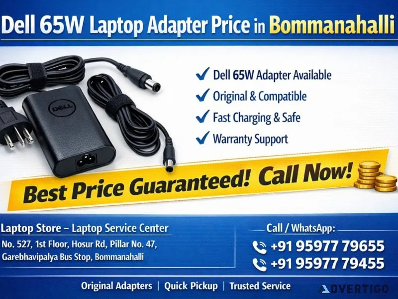 Dell 65w laptop adapter price in bommanahalli best deal